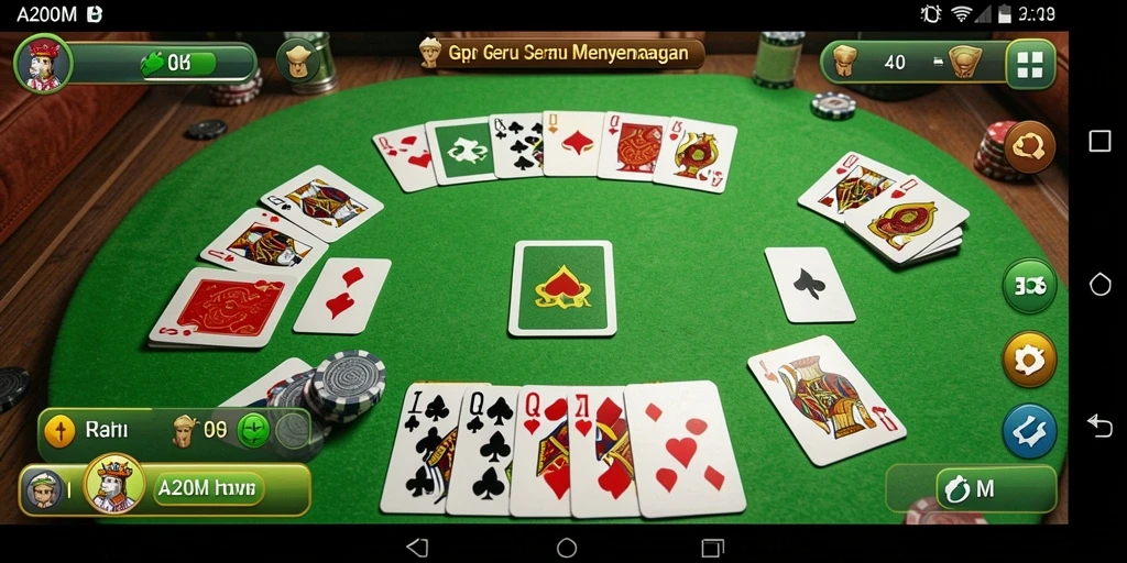 Tampilan gameplay A200M yang menarik dengan kartu Gaple.