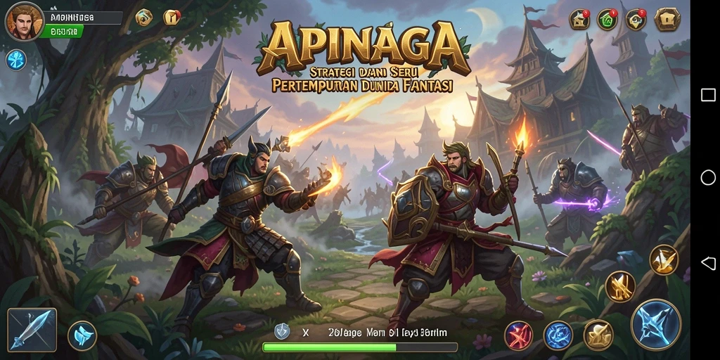 Screenshot gameplay APINAGA yang menampilkan aksi pertempuran strategis.
