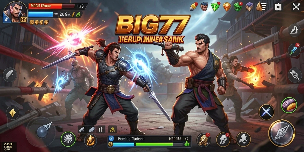 Tampilan gameplay Action seru dalam BIG77 dengan pertarungan epik.