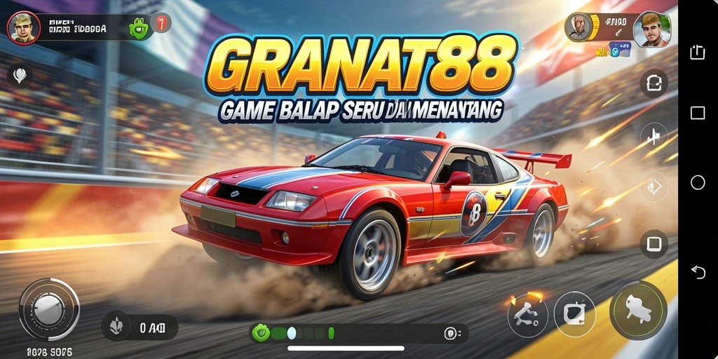 Tampilan gameplay GRANAT88 yang menegangkan dan penuh aksi balap.