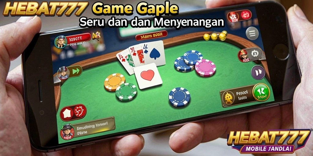 Tampilan gameplay seru HEBAT777 saat bermain Gaple online.