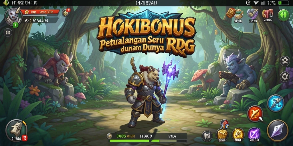 Gameplay HOKIBONUS menampilkan pertempuran epik di dunia fantasi.