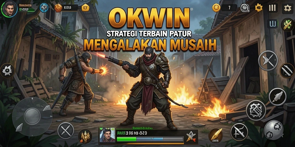 Screenshot gameplay OKWIN menampilkan strategi pertempuran yang mendebarkan.