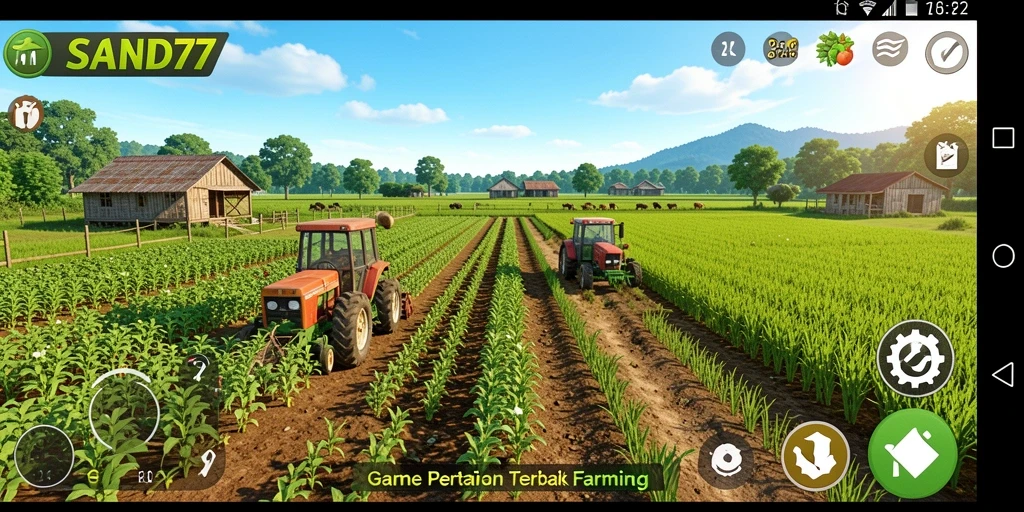 Tangkapan layar gameplay SAND77 yang menampilkan suasana ladang dan hewan ternak.