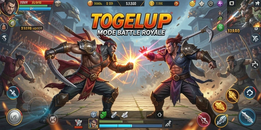 Tangkapan layar gameplay TOGELUP menunjukkan aksi seru dalam pertempuran Battle Royale.