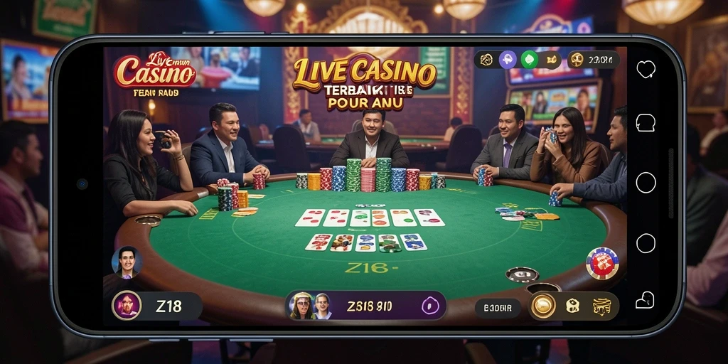 Tampilan gameplay Live Casino di aplikasi Z18 yang menarik.